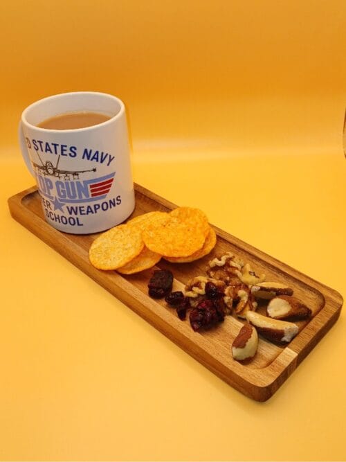 Engraved and personalised multi-use acacia wood tray with custom text