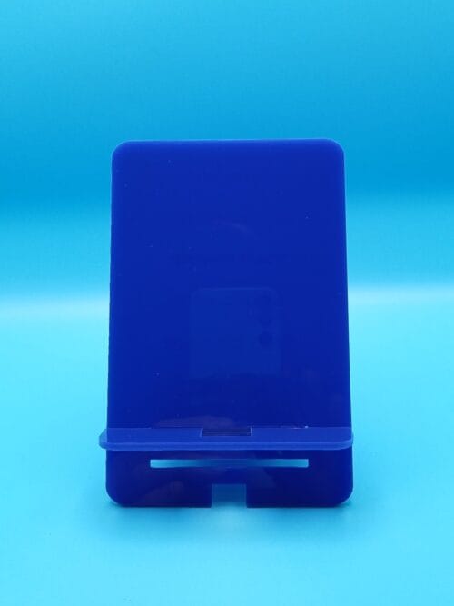 Flat pack blue acrylic phone holder