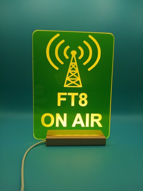 Ham Shack FT8 ON AIR illuminated sign Yellow Green acrylic