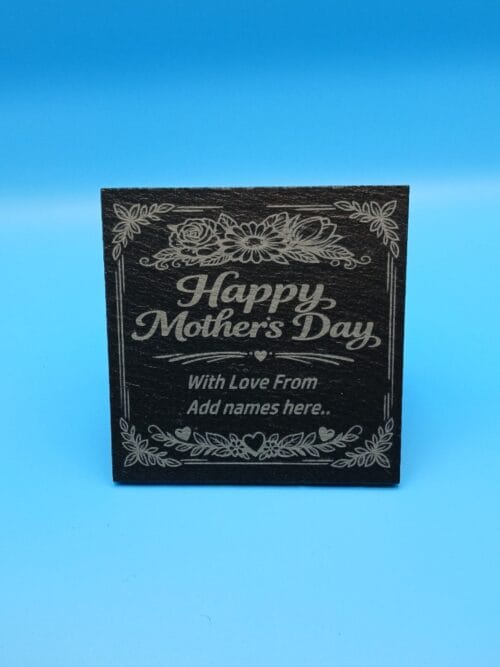 Personalised Mother’s Day slate drinks coaster with engraved names